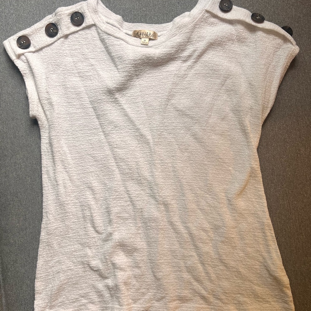 Lavish Cream Short Sleeve Top with Button Details